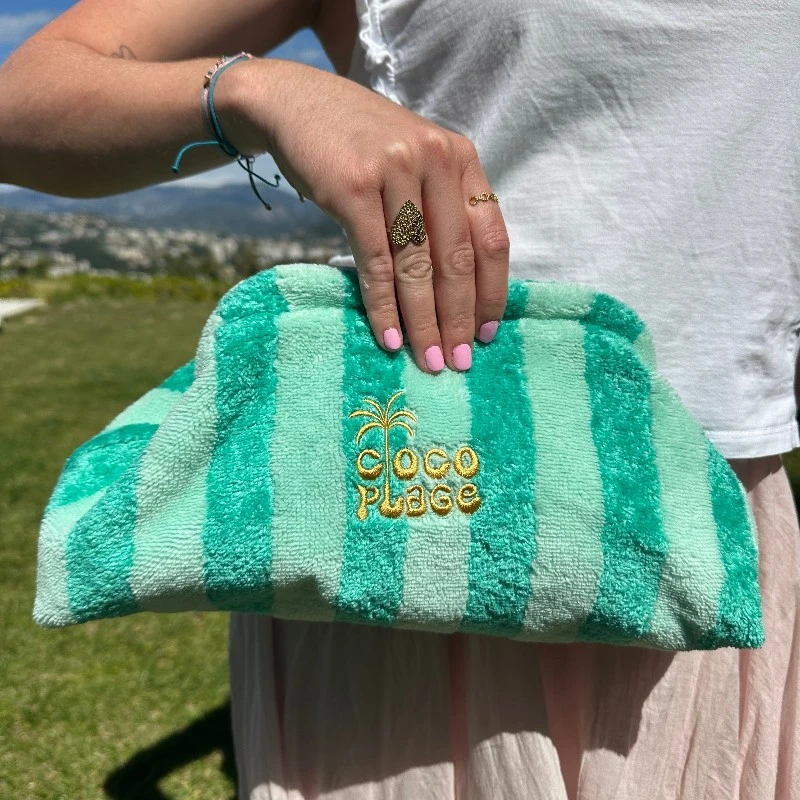 pochette clutch à rayures menthe pochette clutch à rayures menthe